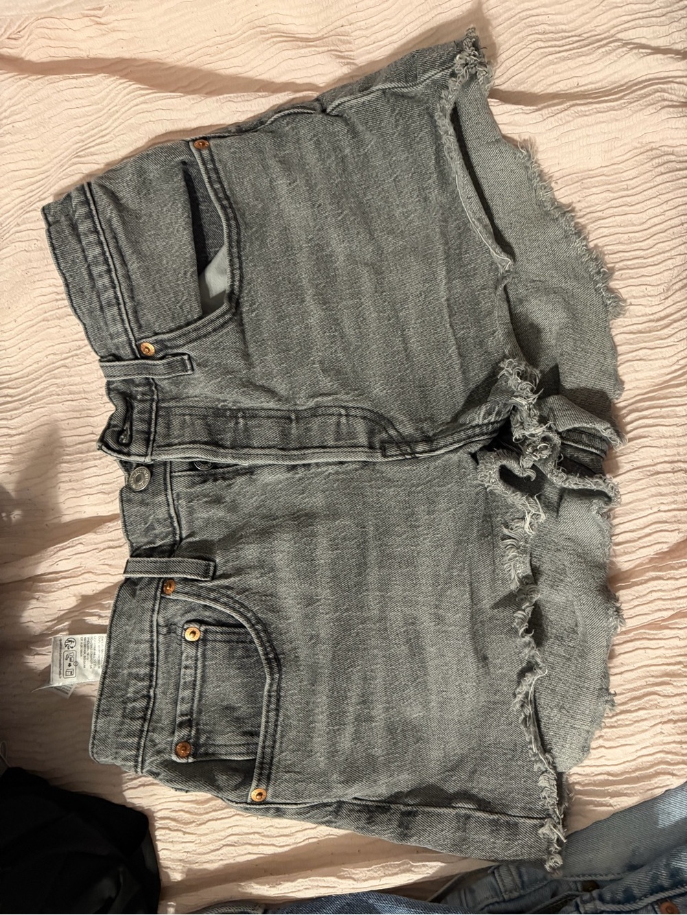 Levi's Gray Frayed Denim Shorts